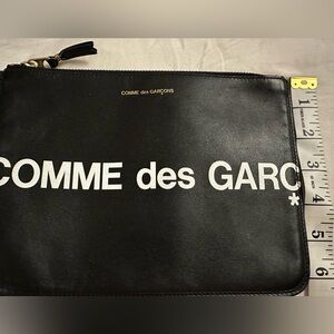 Black leather Logo Wallet Zip Pouch